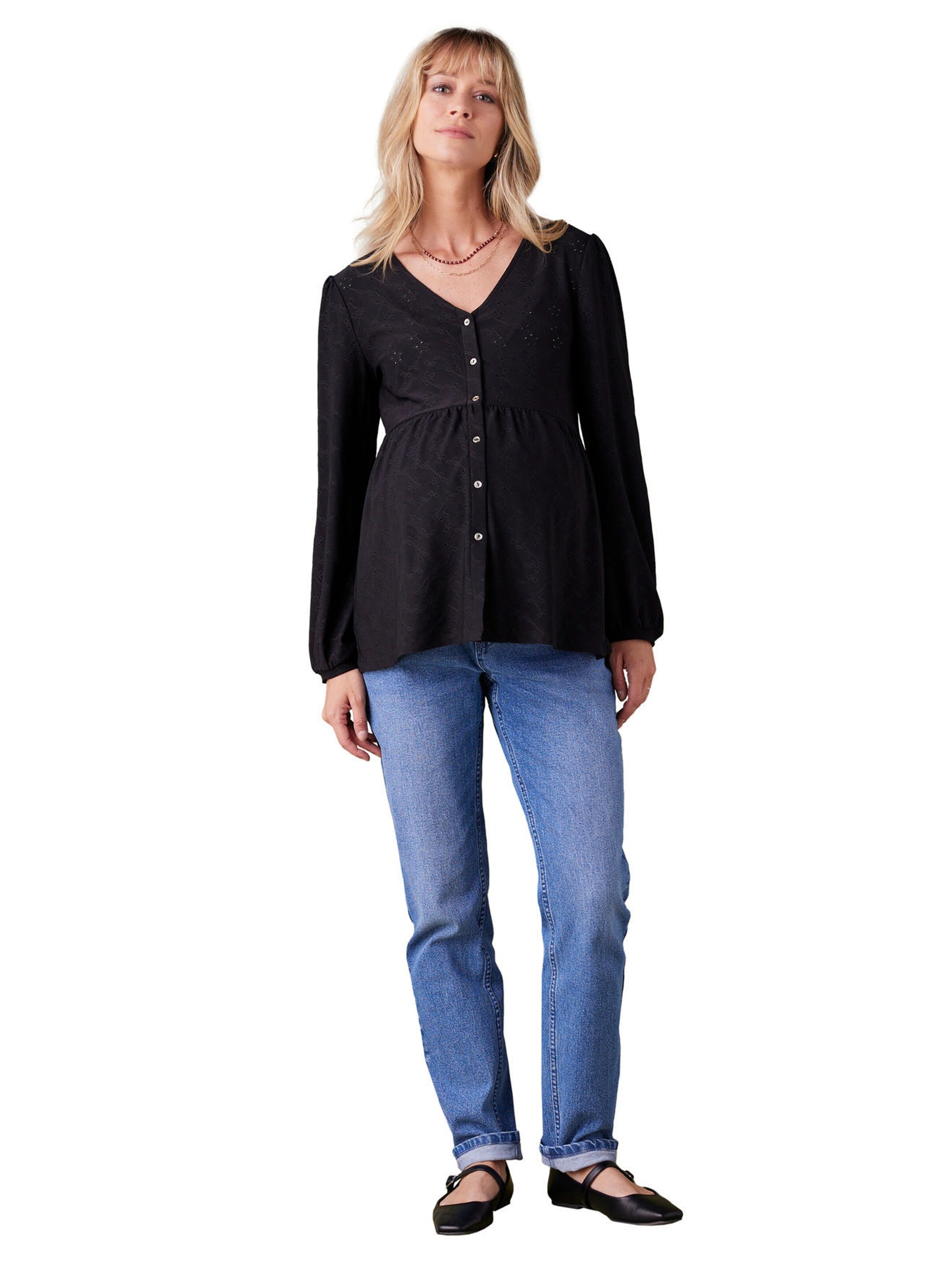 Envie de Fraise Weite Bluse für Schwangerschaft und Stillzeit schwarz