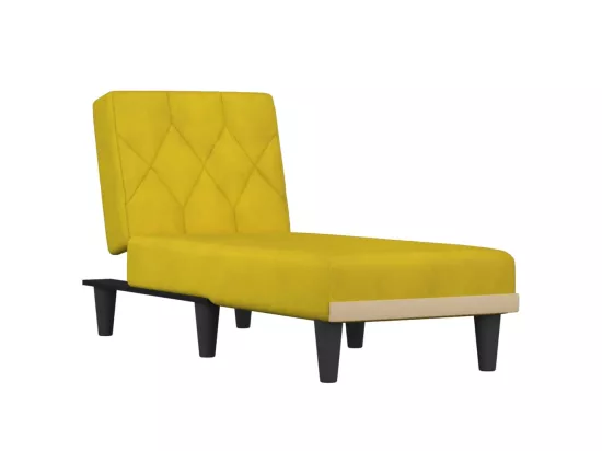Chaise longue jaune velours