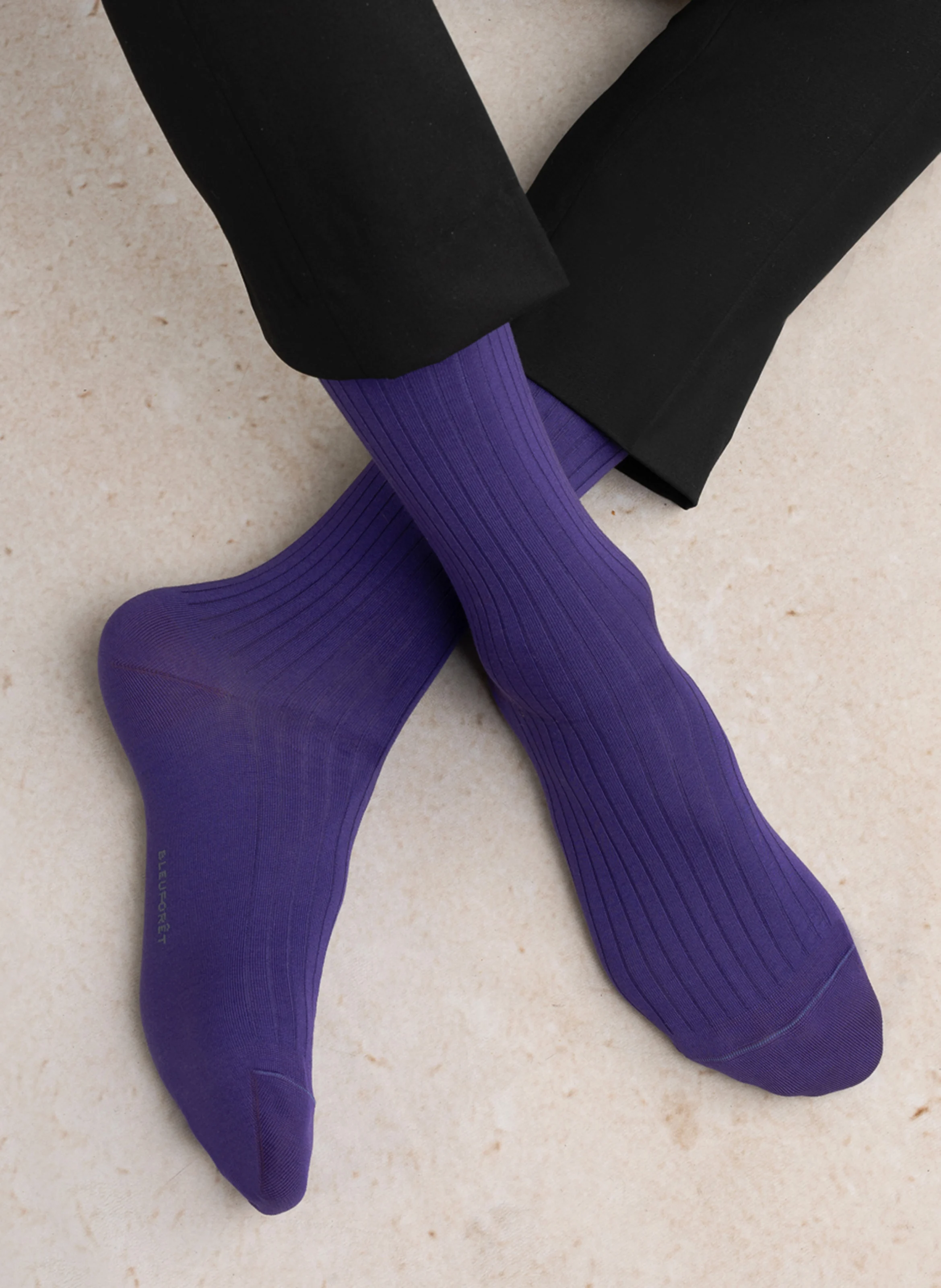 Chaussettes hautes côtelées en fil d'écosse | Violet
