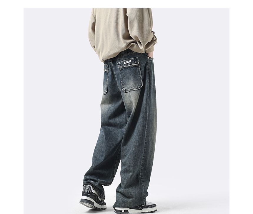 Savenne - Mid Rise Washed Straight Leg Jeans