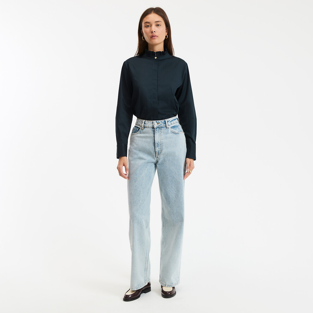 COLEÇÃO LA REDOUTE<br>Camisa com gola vitoriana e mangas compridas