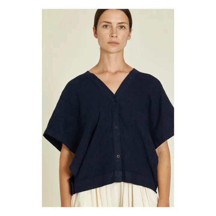 Black Crane Top Origami Lin | Bleu marine
