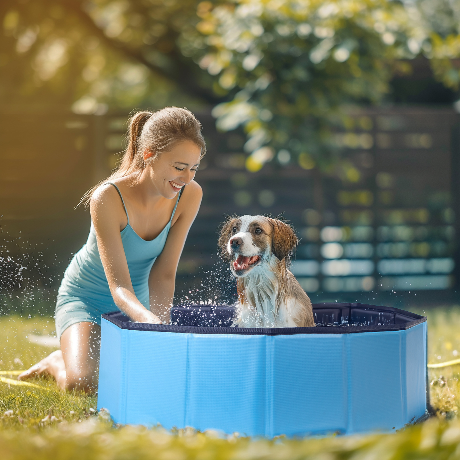 Piscina Nobleza para cães de grande e pequeno porte, banheira dobrável rígida antiderrapante para animais de estimação.