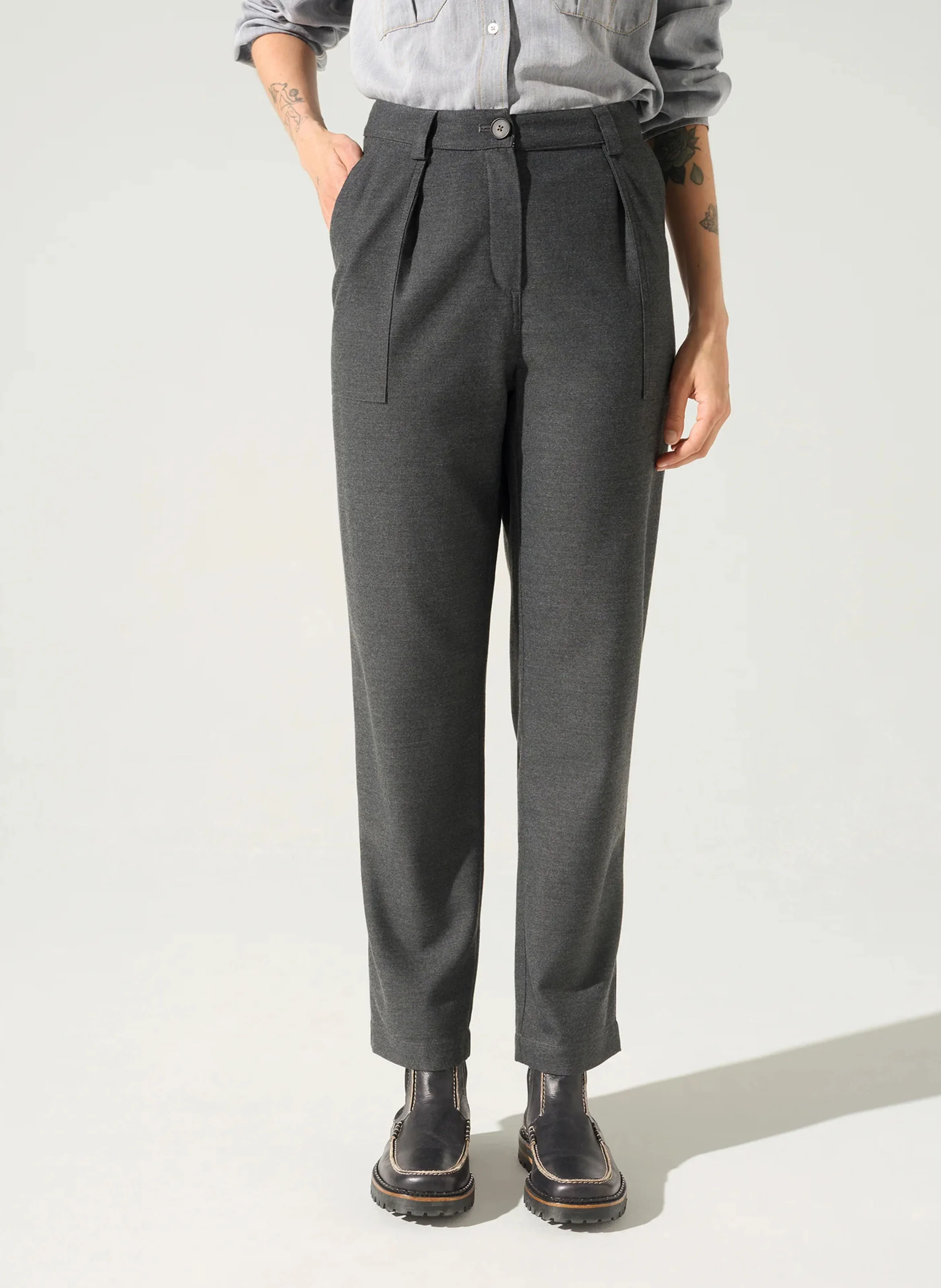 LEO - Pantalon droit taille haute | Bleu