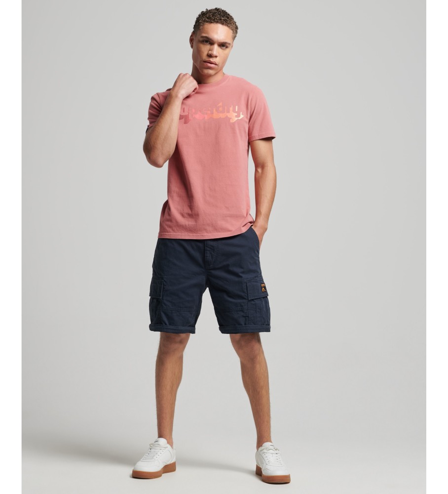 Camiseta Superdry de algodão orgânico com logo vintage rosa escuro