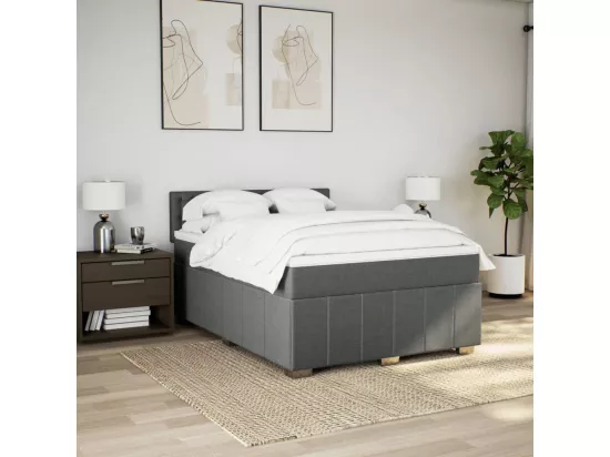 Sommier à lattes de lit avec matelas Gris foncé 160x200cm Tissu