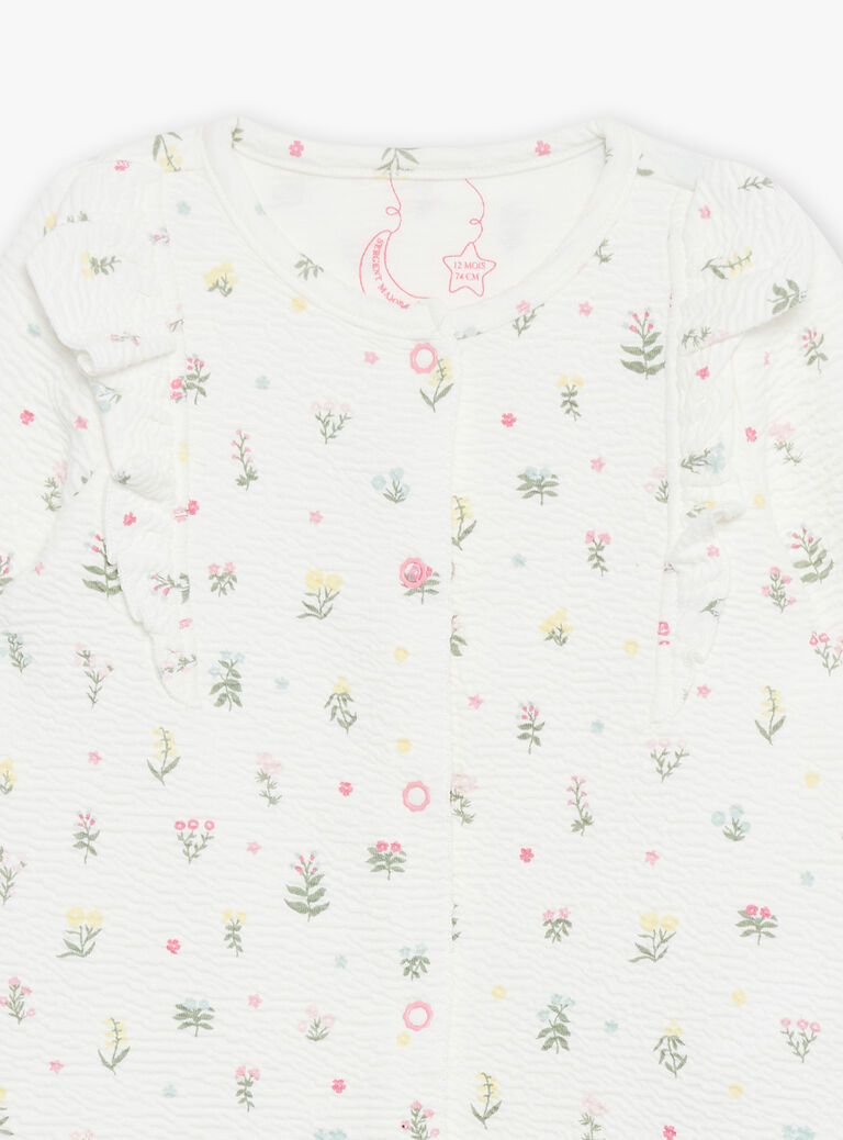 Grenouillère écrue à imprimé fleurs
