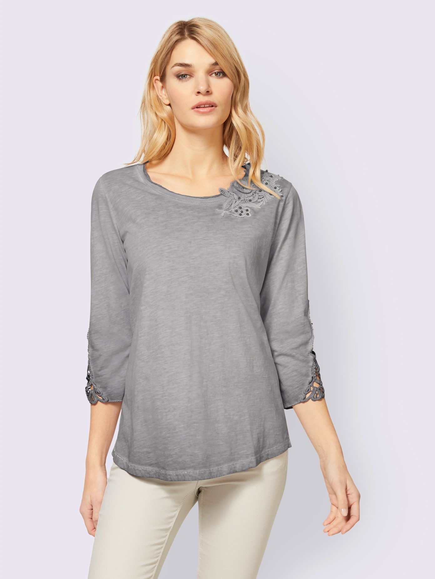 T-shirt empiècement en dentelle