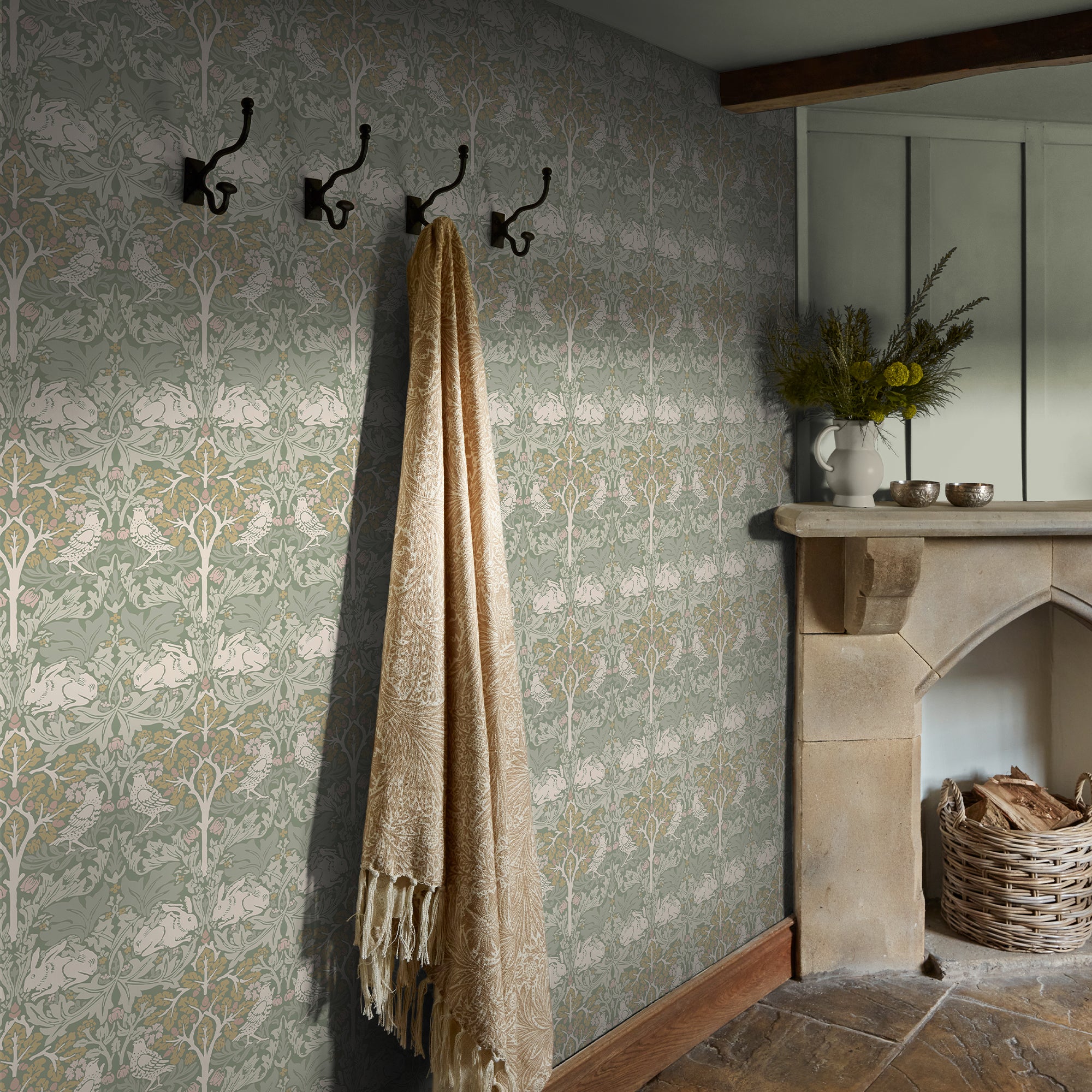 William Morris at Home Vliesbehang - Brother Rabbit Sage - 1000x52