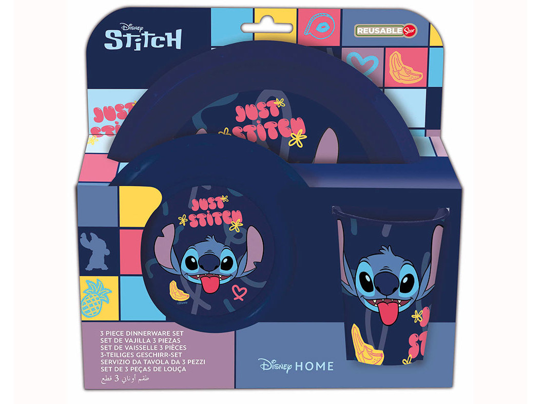 SET COPO PRATO TAÇA DISNEY STITCH