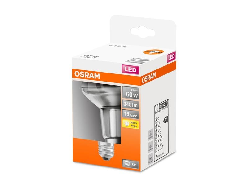 OSRAM Lampe Star R80, 4.3W, E27 Warmweiss LED-Reflektorlampe R80 mit Retrofit-Schraubsockel