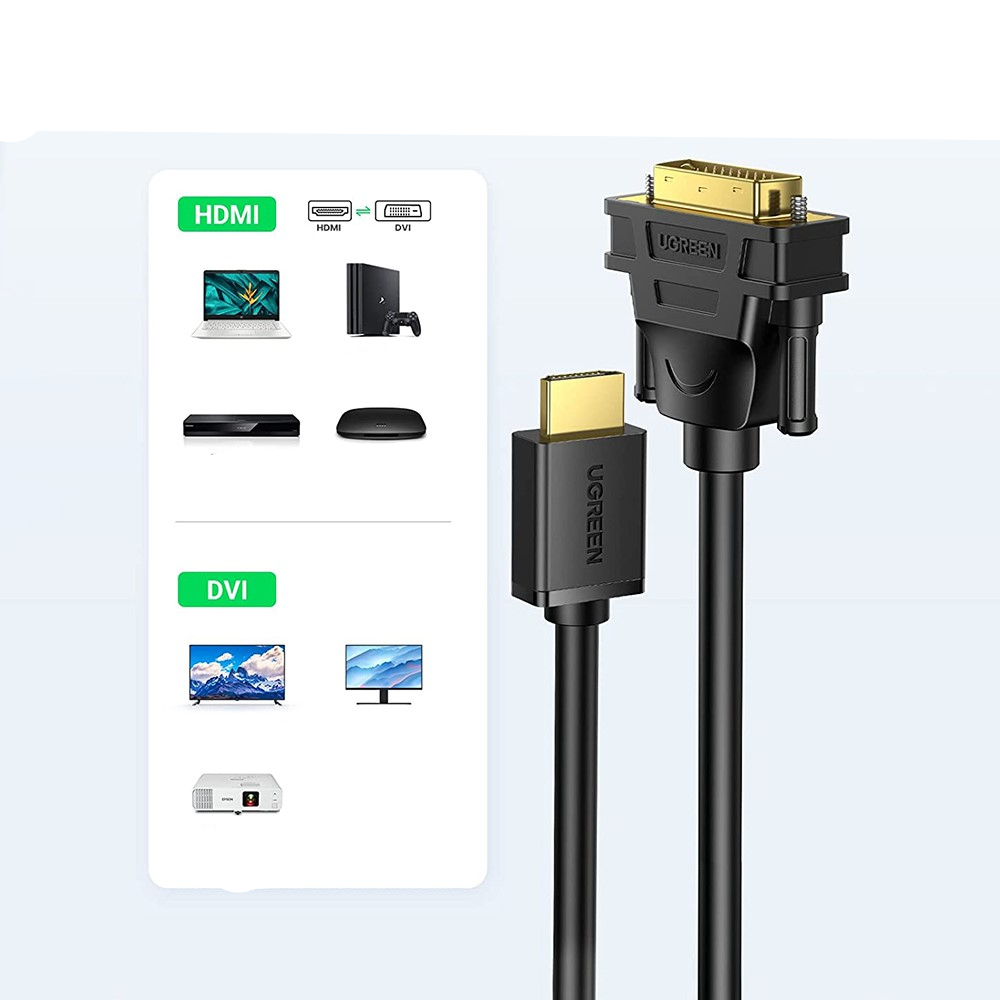 (1.5m) HDMI auf DVI 1080p@60Hz FullHD Kabel mit vergoldeten Kontakten - Schwarz