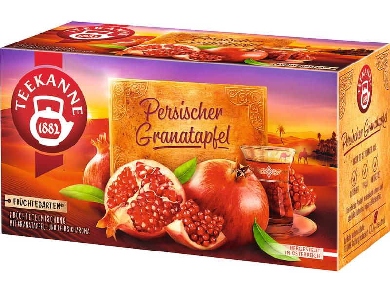 Teekanne Teebeutel Persischer Granatapfel 20 Stück Früchteteemischung mit Granatapfel- und Pfirsicharoma