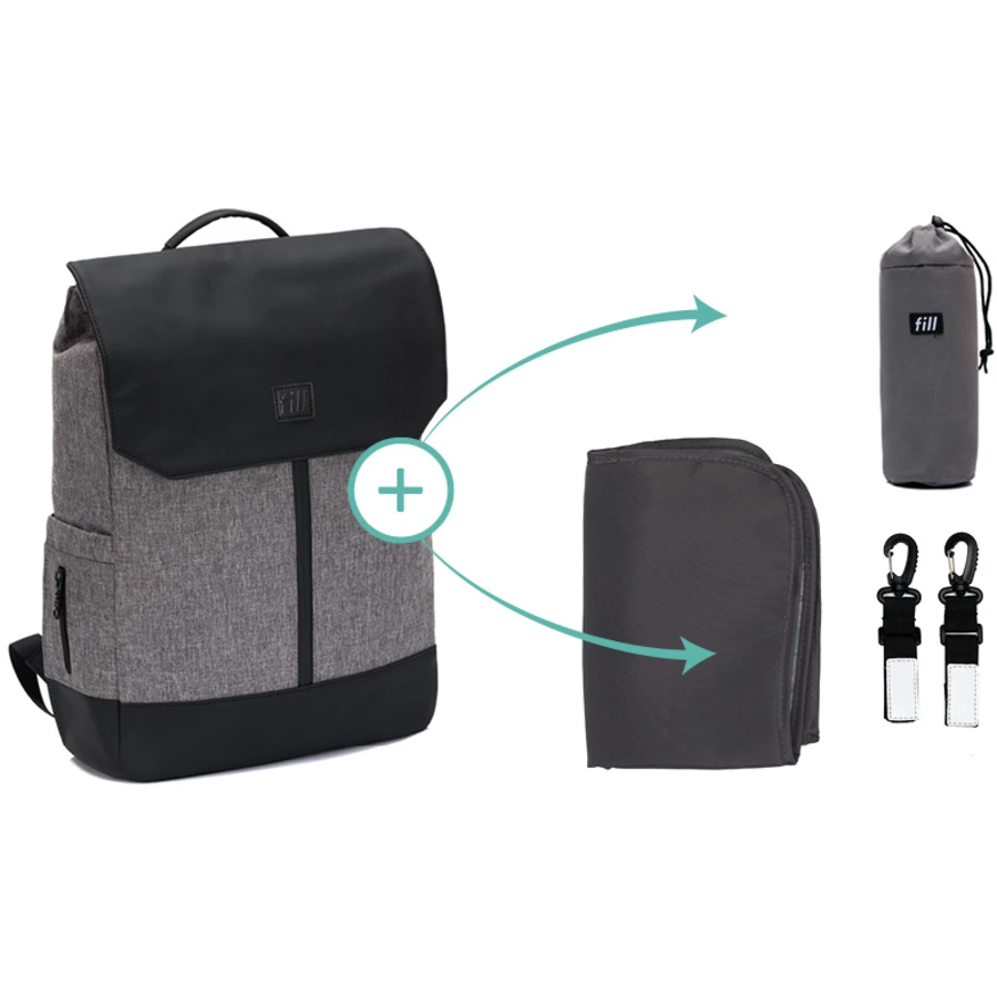 Fillikid Wickelrucksack Osaka grau melange