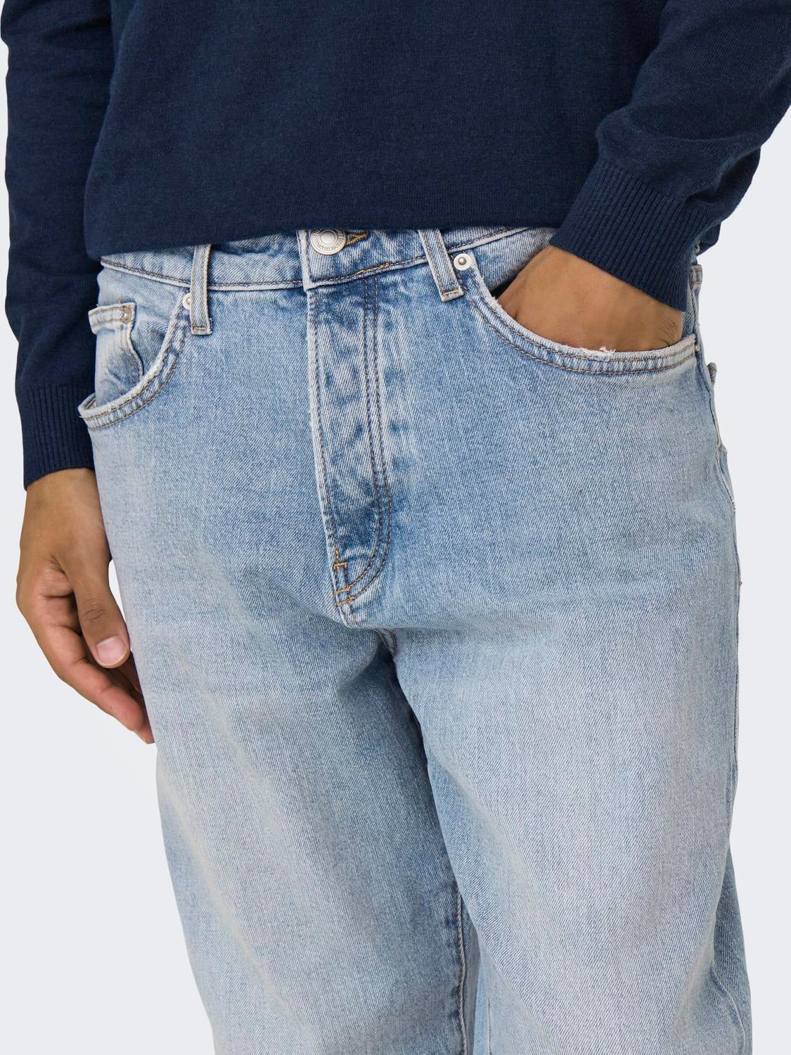 ONSYOKE Mittlere Taille Verjüngt Jeans Light Blue Denim