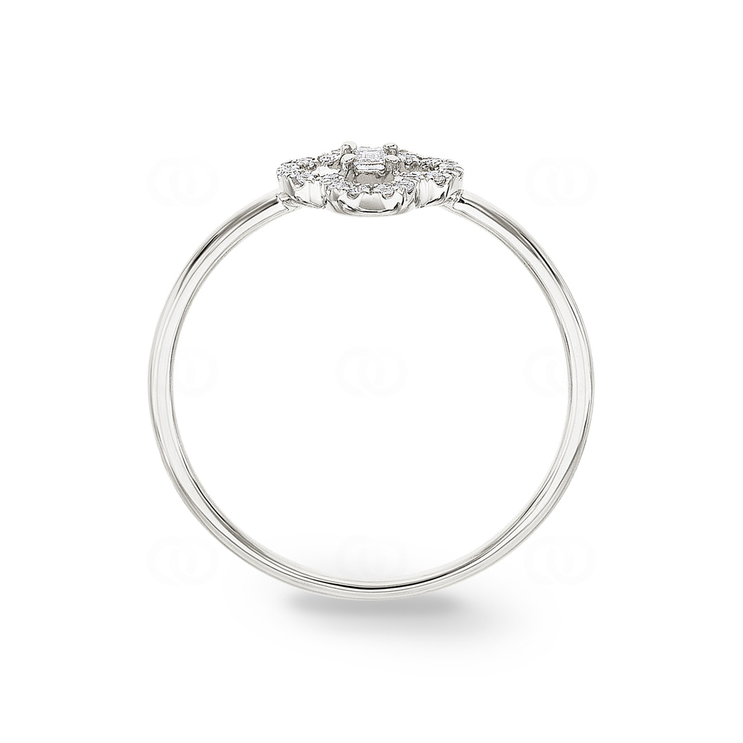 Ring 750/18 K Weissgold Kleeblatt mit Diamanten 0.10 ct H/si