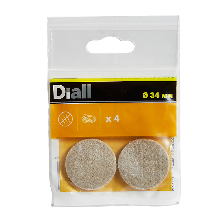 Patin en feutre auto-adhésifs Diall 34 mm x 4, beige