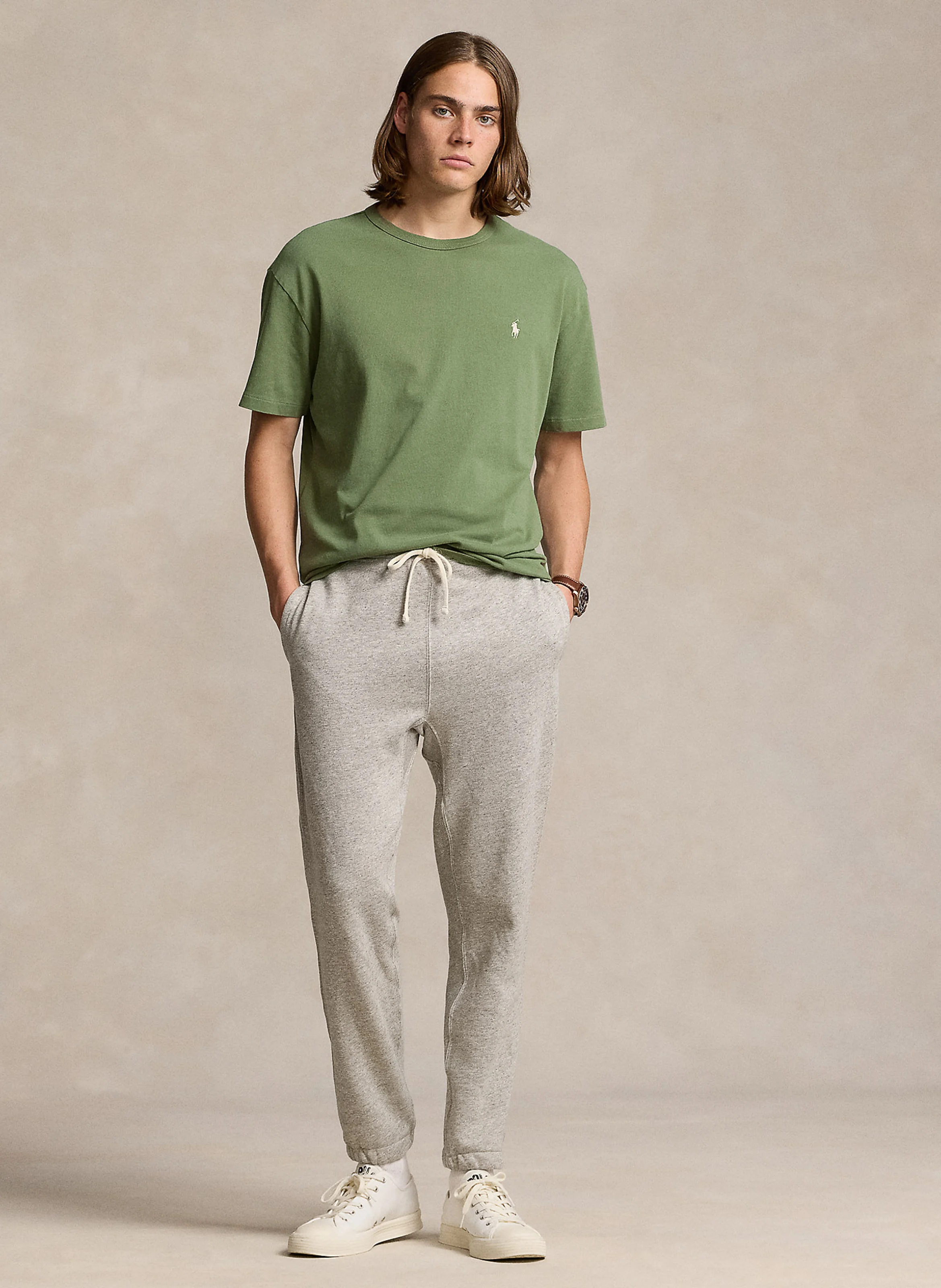 Tee-shirt droit col rond en coton | Vert