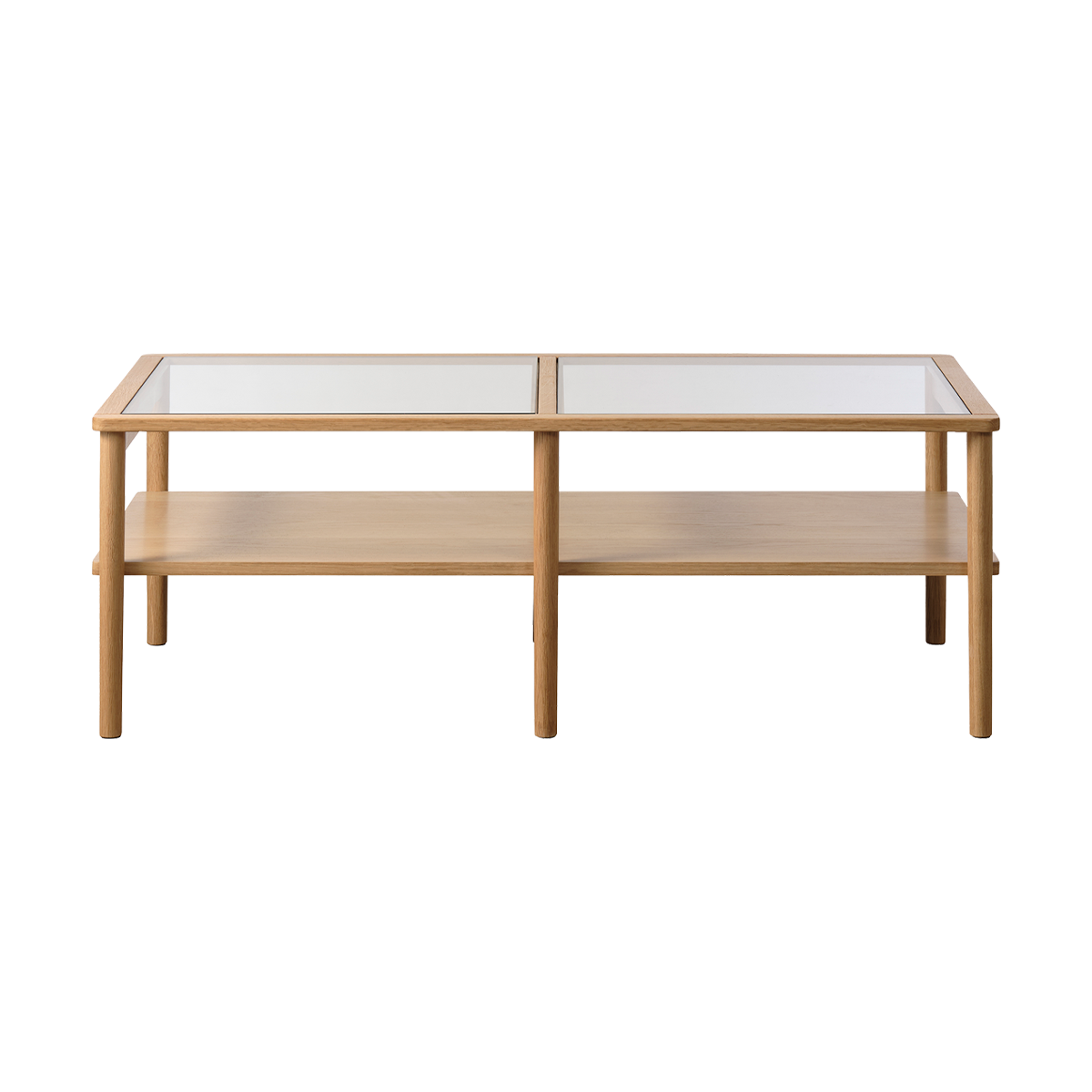Salontafel Boris eikenhout met glazen tafelblad Naturel