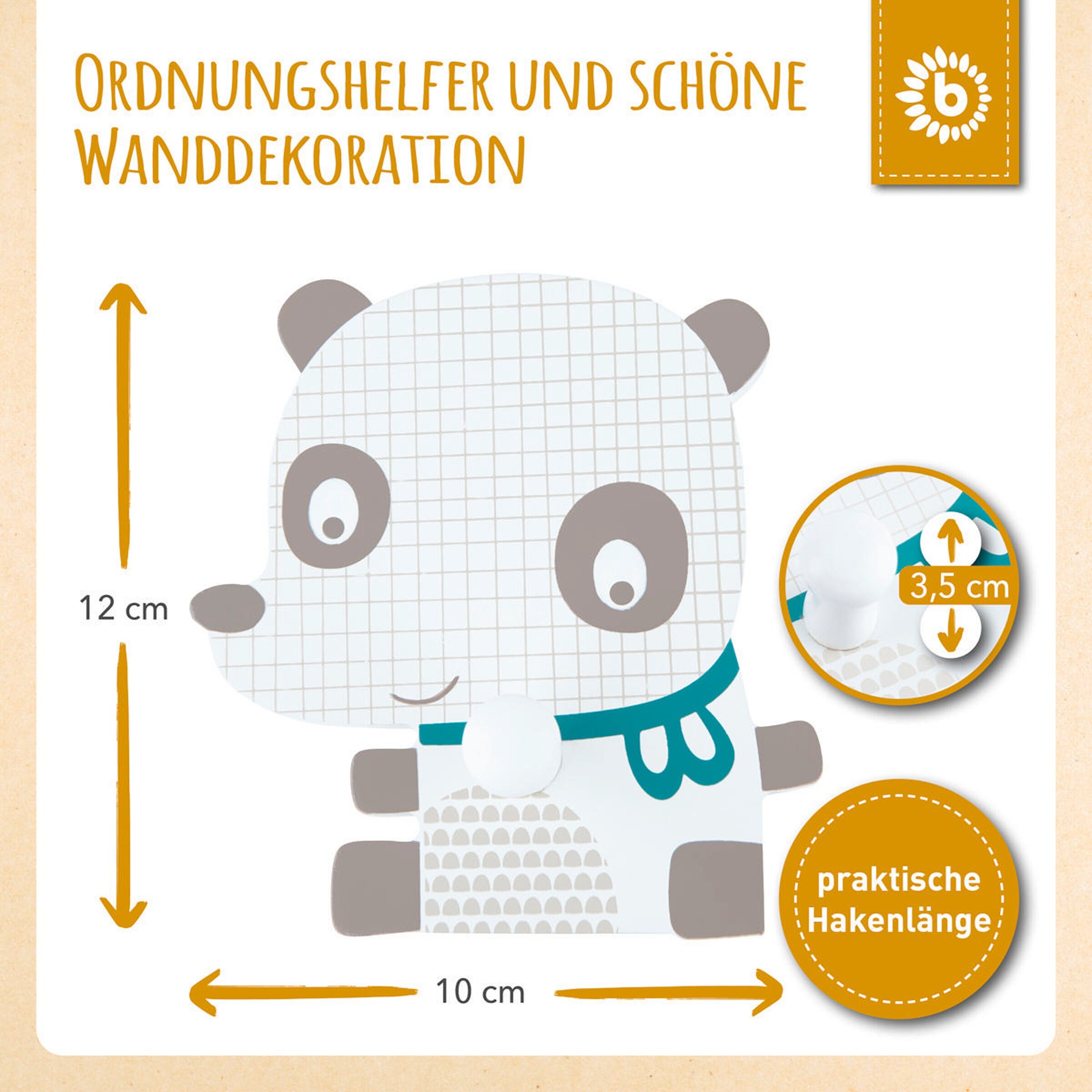 Bieco Kindergarderobe Panda Weiß