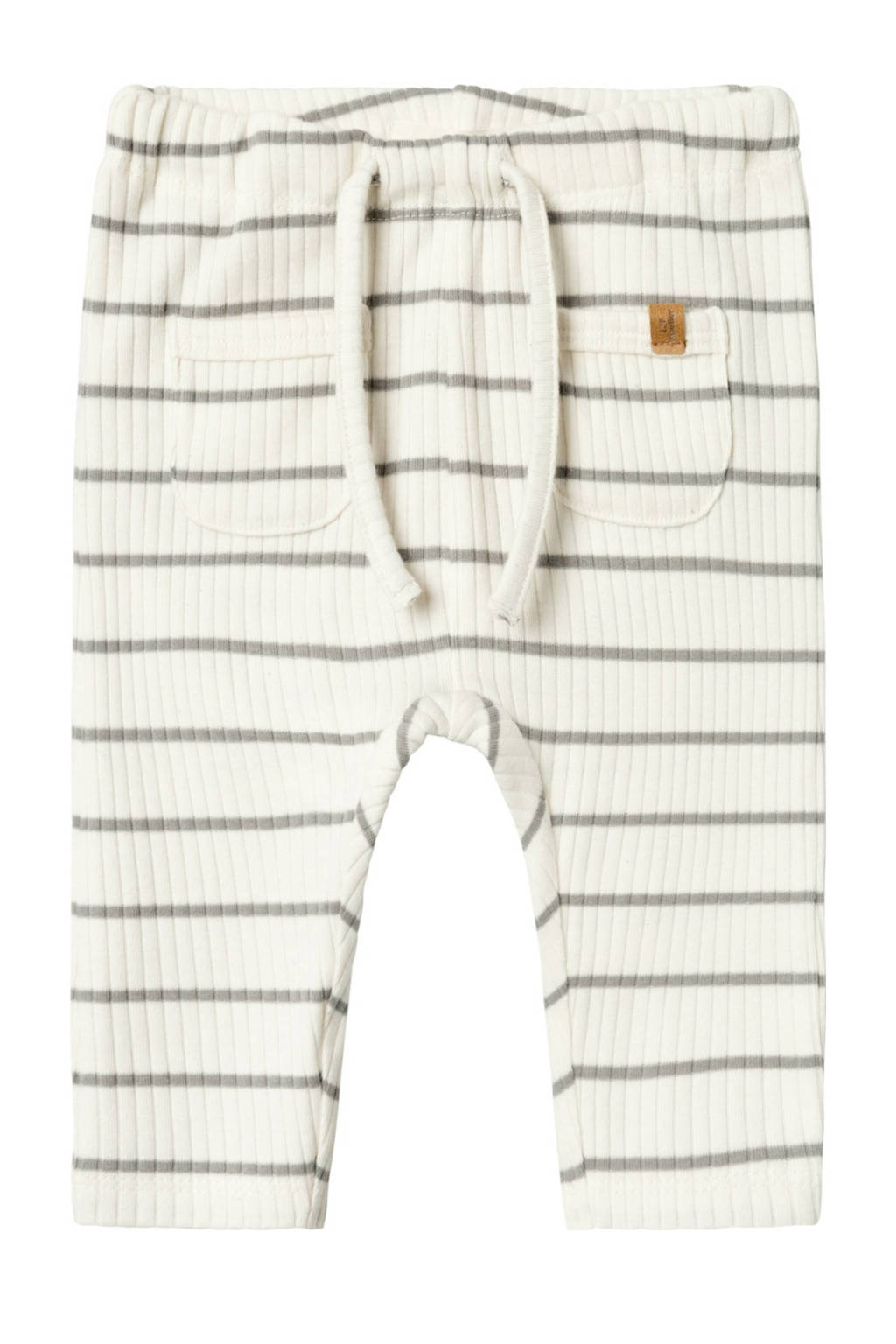 LIL' ATELIER baby gestreepte broek NBMKAIL offwhite/grijs