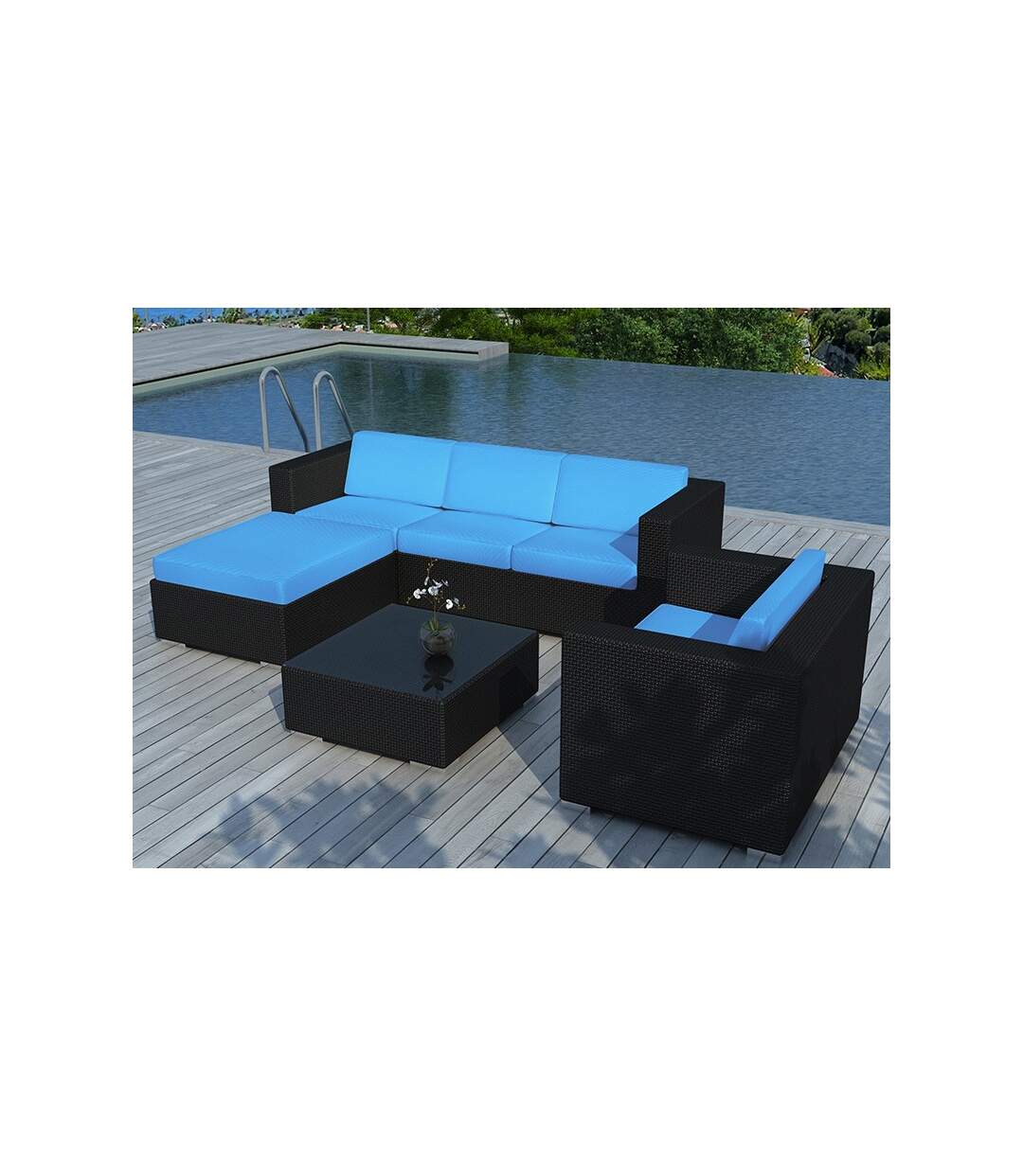 Paris Prix - Salon De Jardin En Résine valentino Bleu & Noir