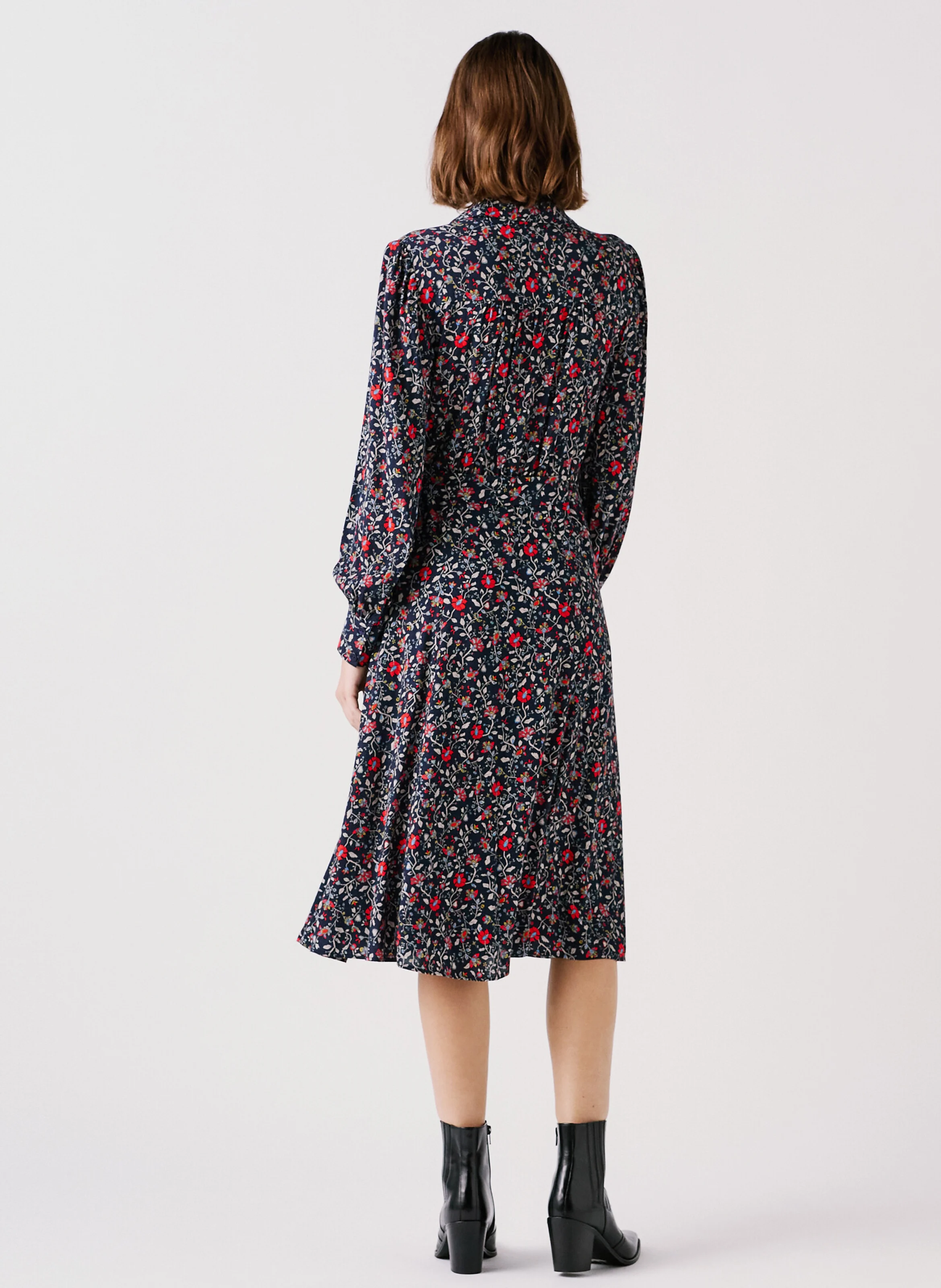 RDANYA - Robe chemise midi imprimée| Bleu