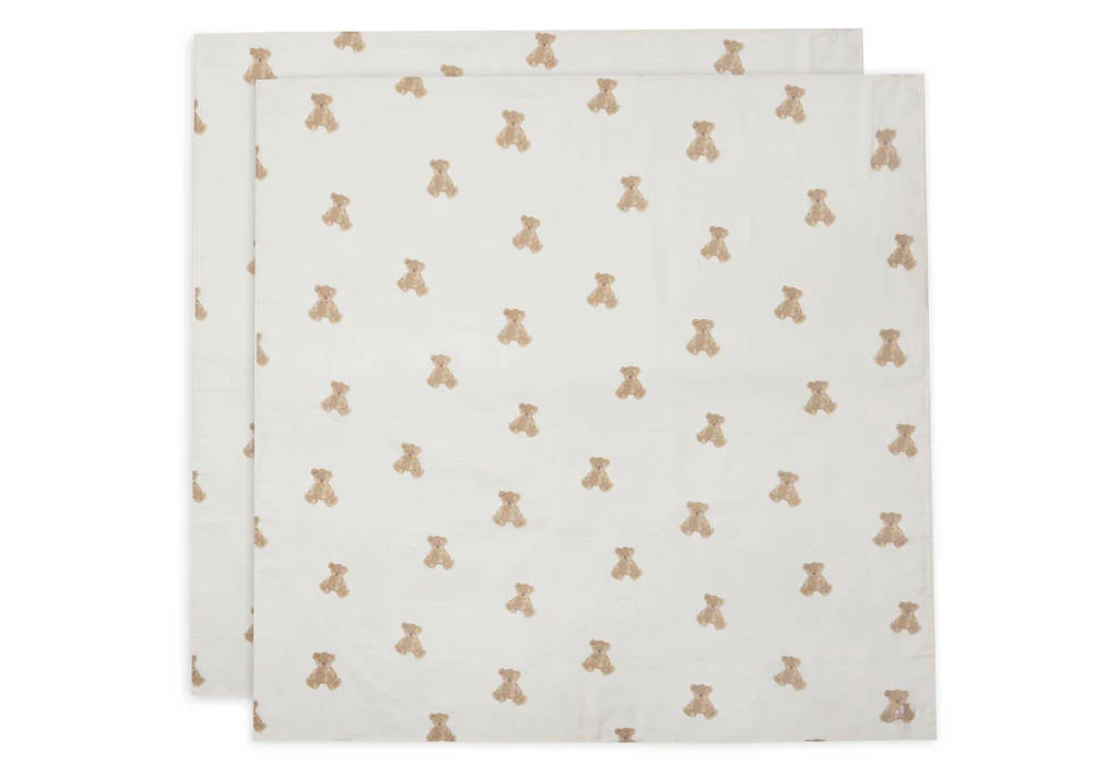 hydrofiele doek Large 115x115cm Teddy Bear - set van 2