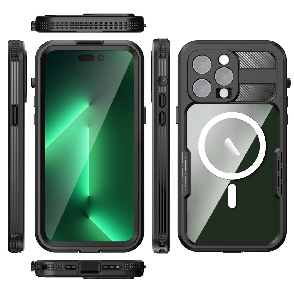 iPhone 14 Pro Wasserfeste MagSafe Outdoor Schutz Hülle (IP68) - Schwarz / Transparent