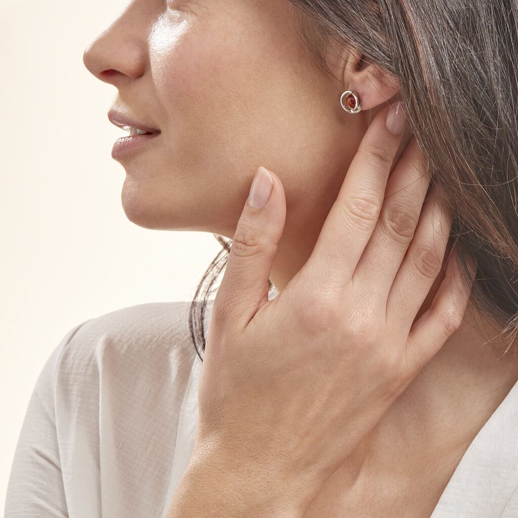 Boucles D'oreilles Argent Blanc Franjo Ambre