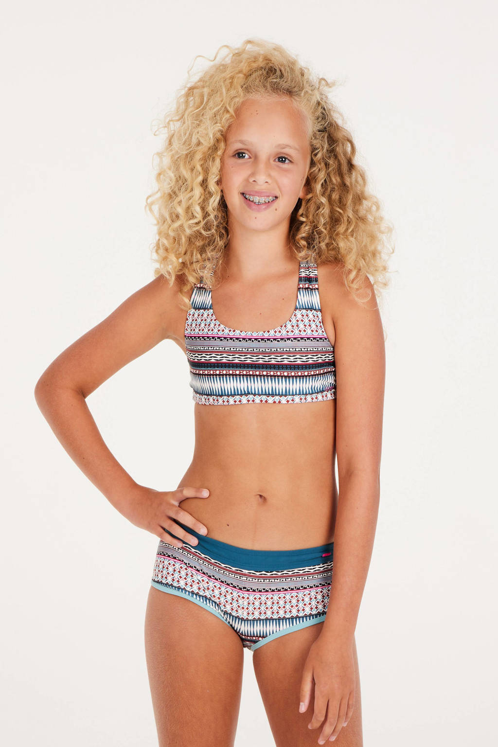 crop bikini PRTMIRROR JR blauw/wit/rood
