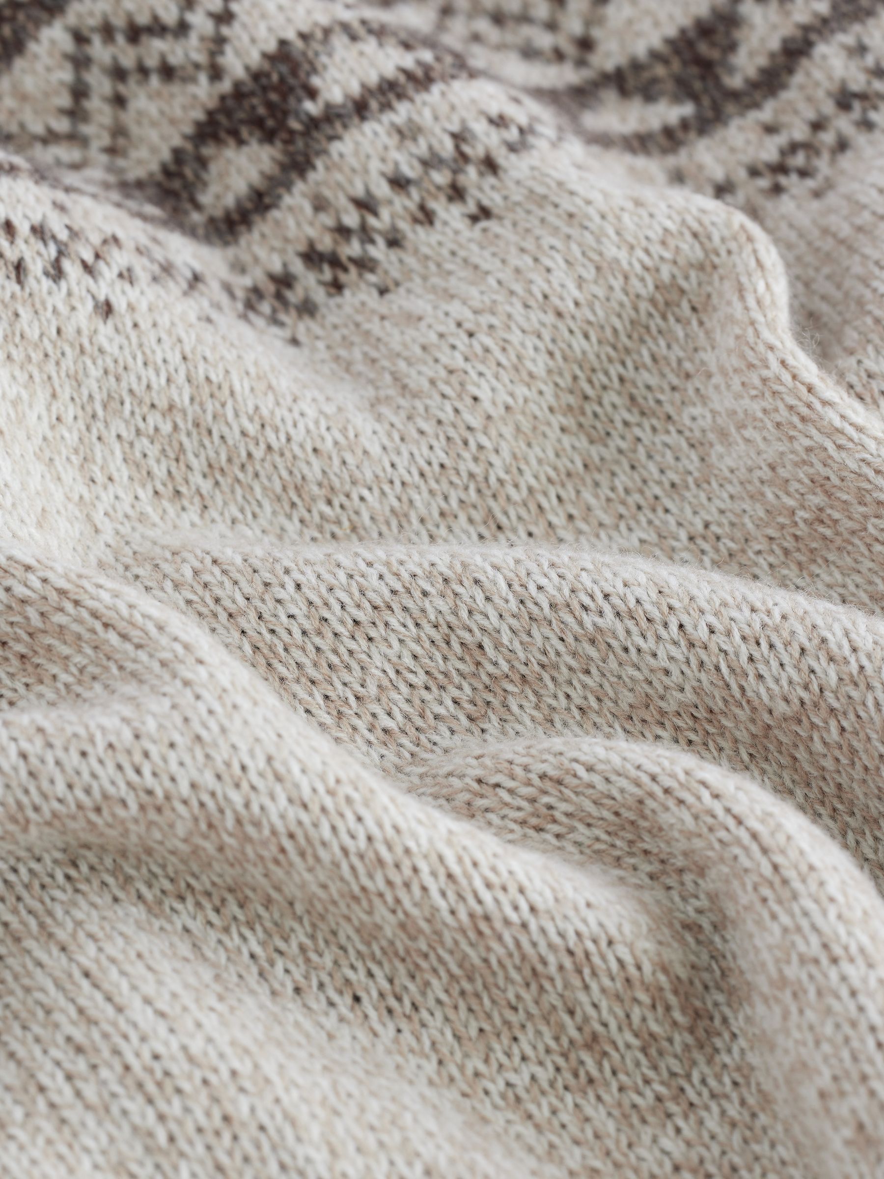 Neutraal/ecru - Ronde hals - Regular-fit trui met fair isle-patroon en wol
