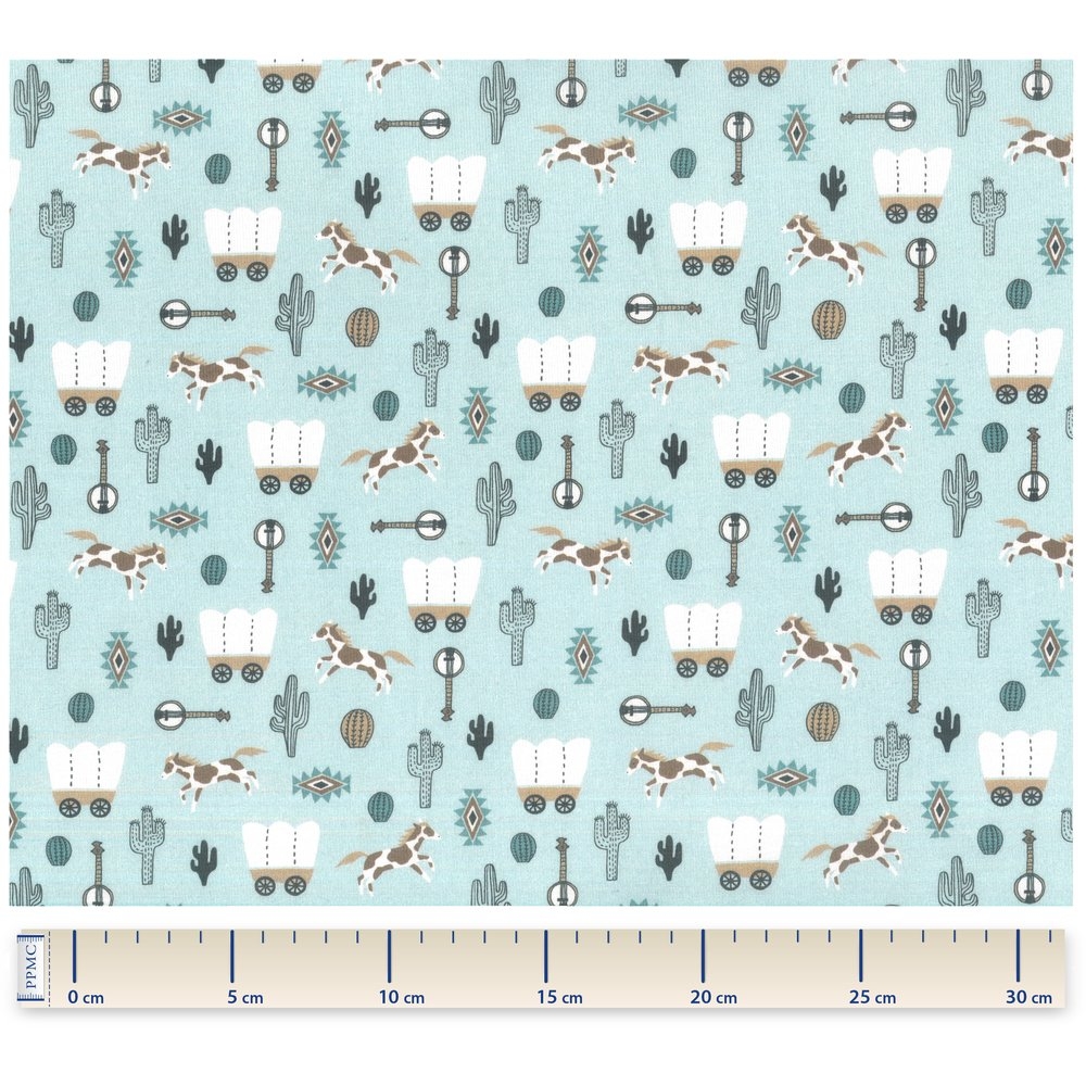Tissu Jersey Bleu Western