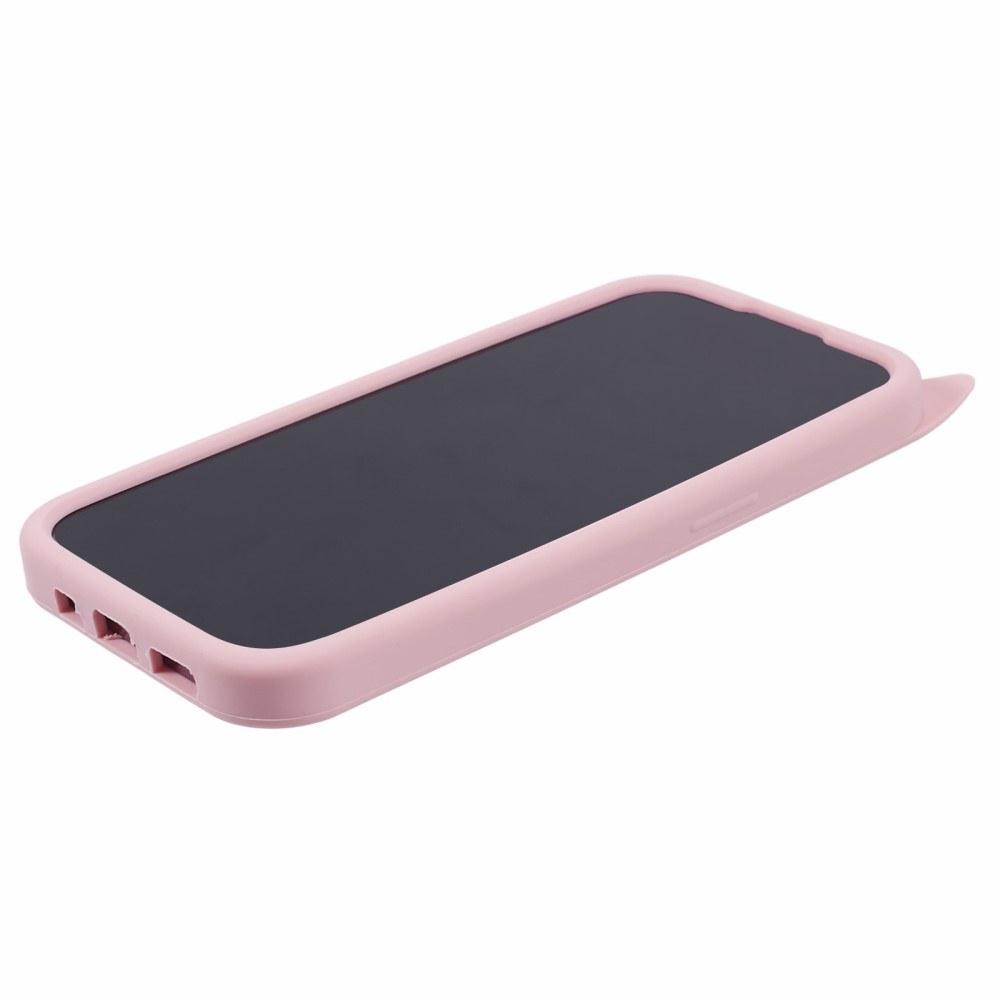 iPhone 15 Pro Max 3D Silikon Case Hülle mit Süssen Katzenohren - Rosa