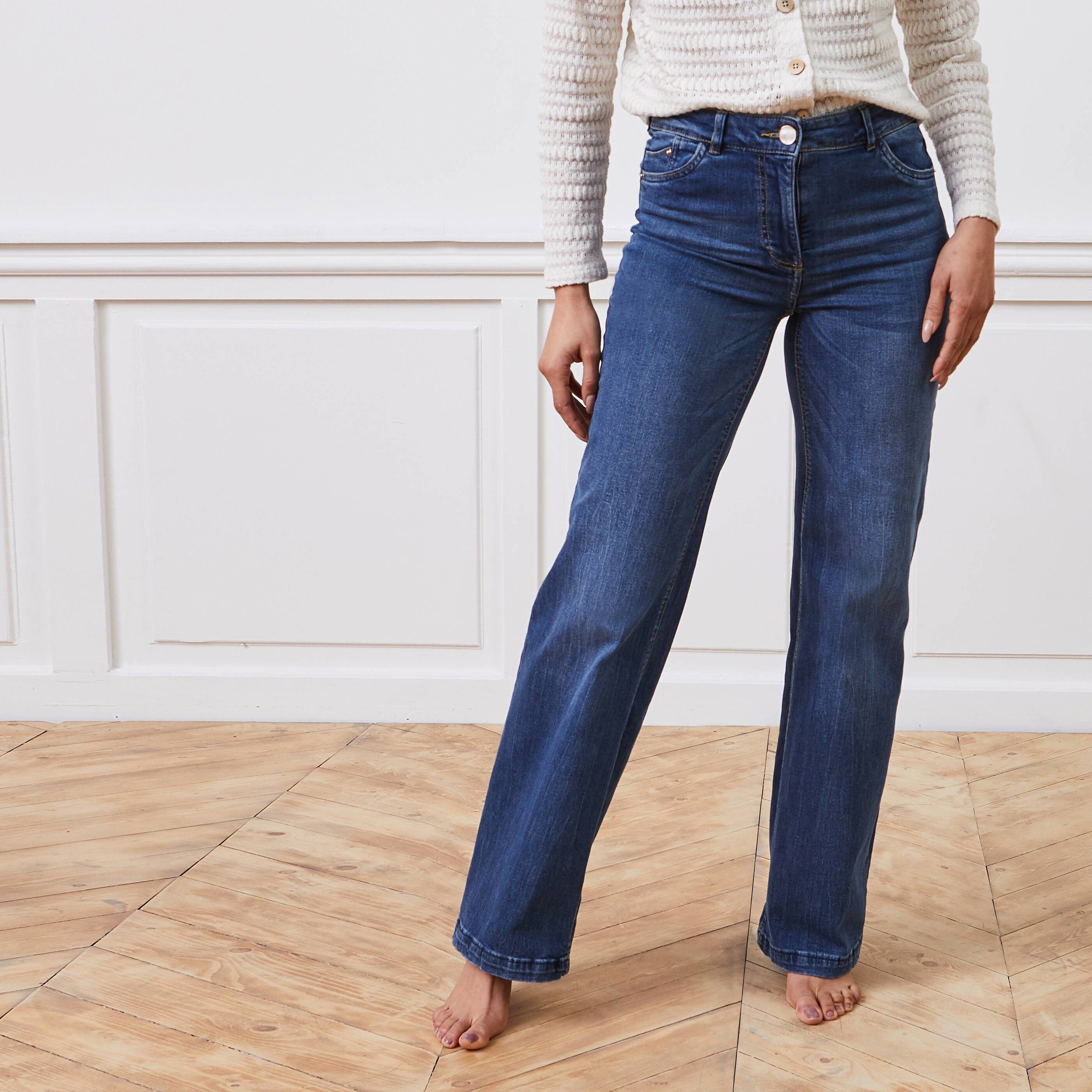 Jean large taille haute WOODSTOCK femme - DARK STONE