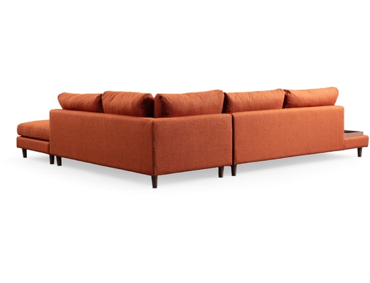CONCEPT1 - Canapé tissu Tulip angle droit avec pouf orange 314 x 95 x h76