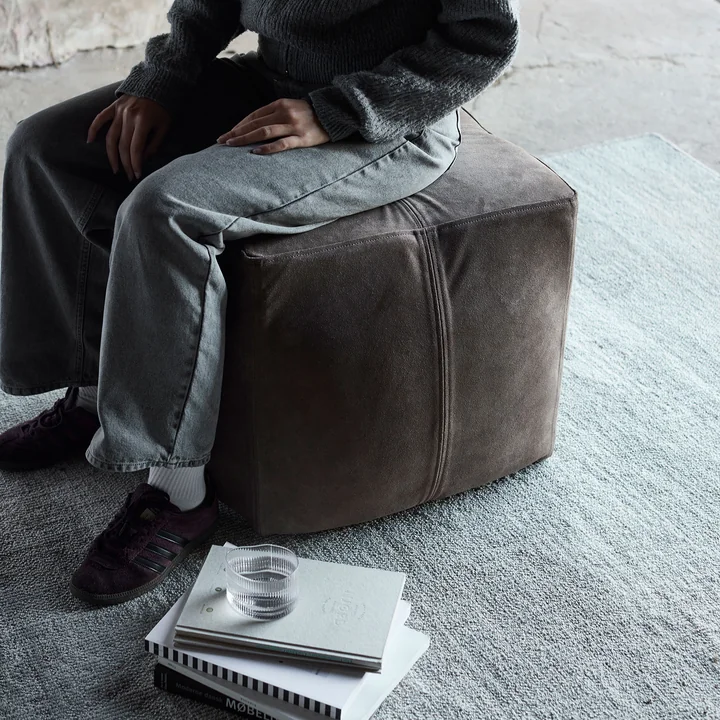 Muubs - Bronx Pouf, 50 x 50 cm, braun