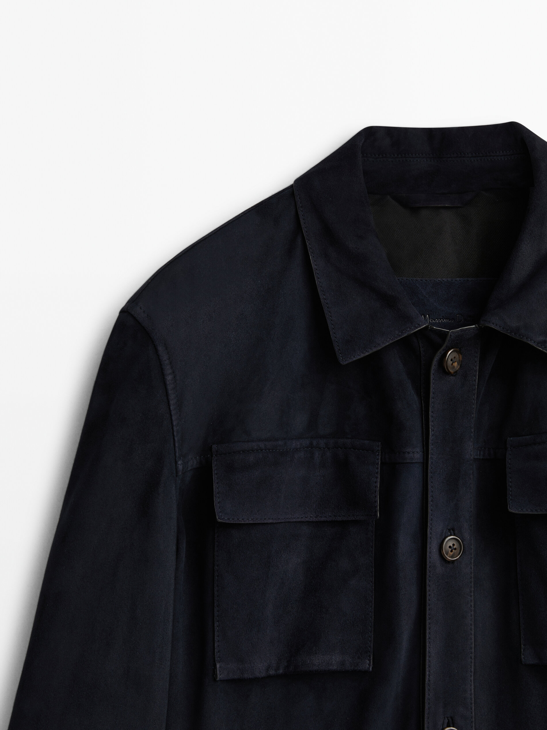 Sobrecamisa de ante com botones - AZUL MARINO
