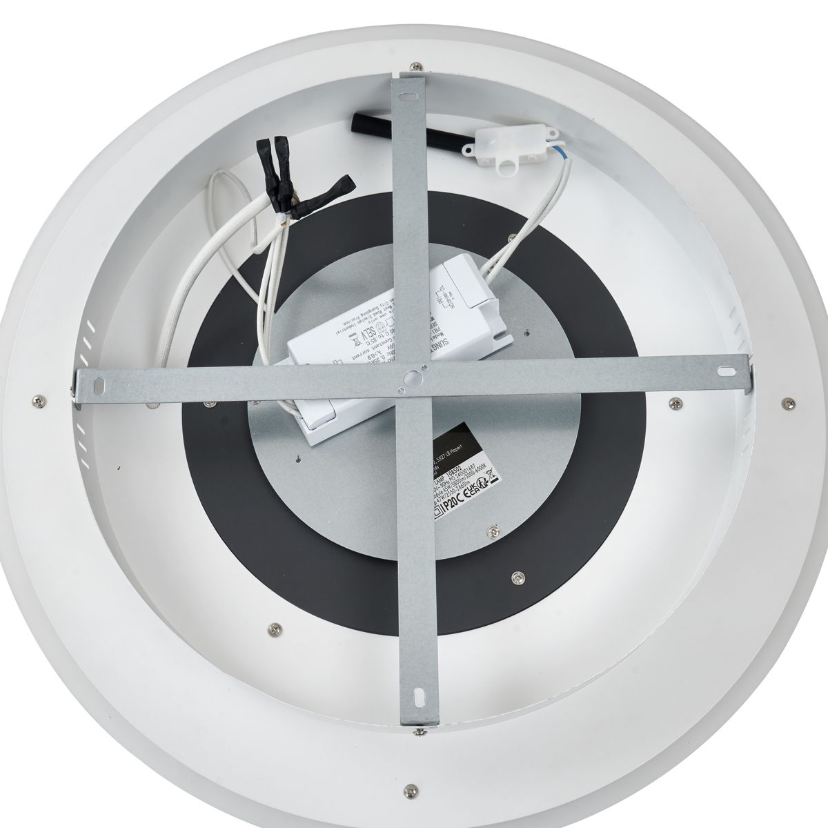 Design plafondlamp wit met donkergrijs rond incl. LED dimbaar - Taylor