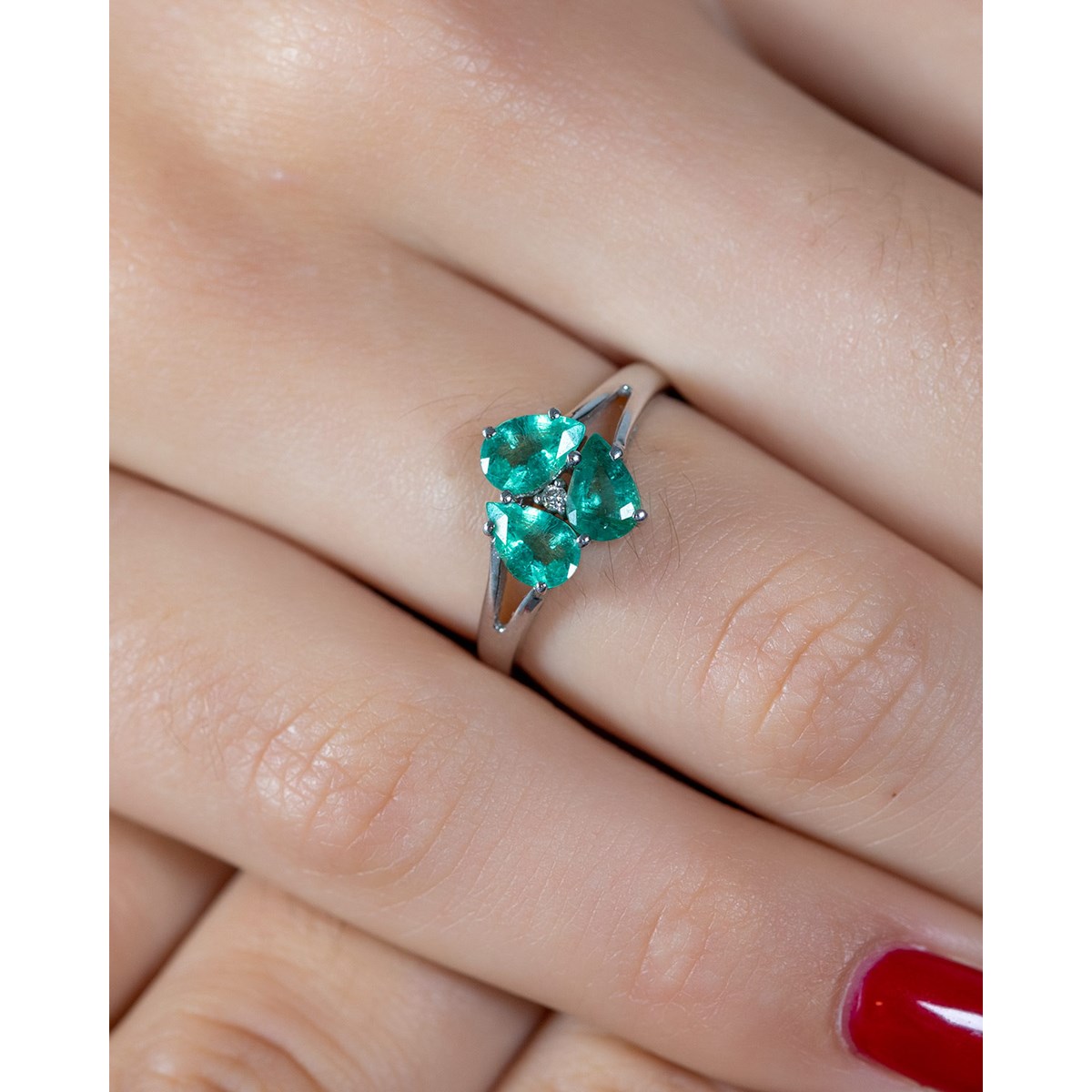 Bague ADEN Emeraude et diamants sur Argent 925 2.5grs