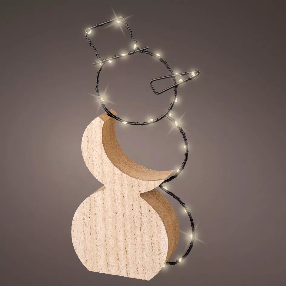 Bonhomme de neige lumineux à piles 23 LED (H30 cm) Alpina Blanc chaud