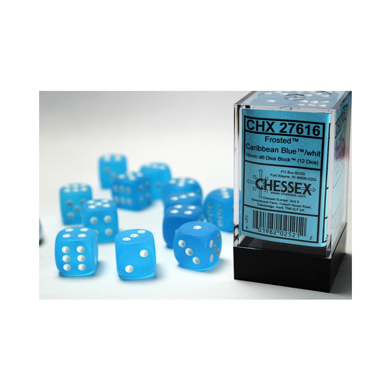 Pack de 12 dés D6 * givré * BLEU CARAIBE
