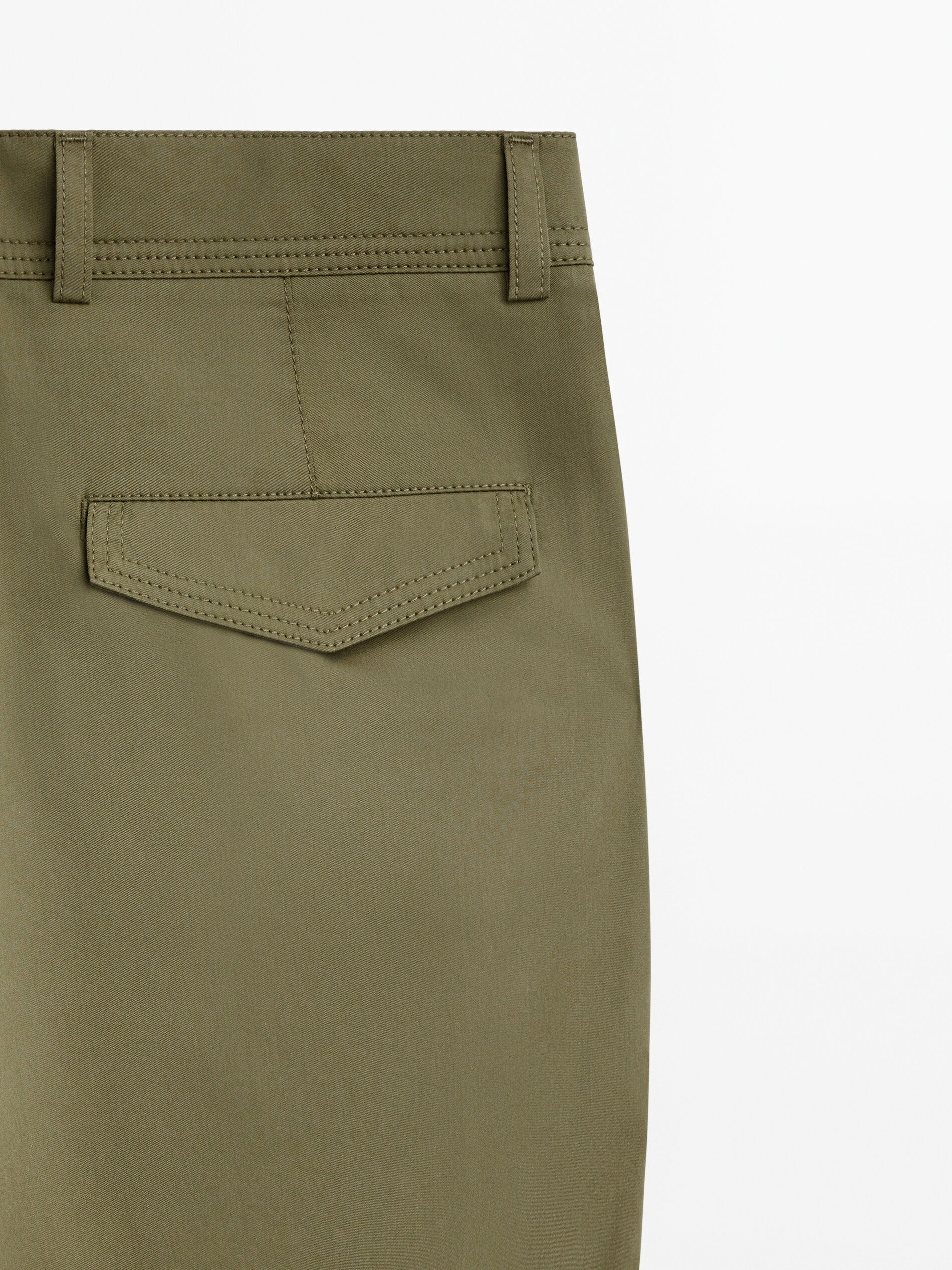 Pantalón ancho pinzas mezcla algodón - KAKI