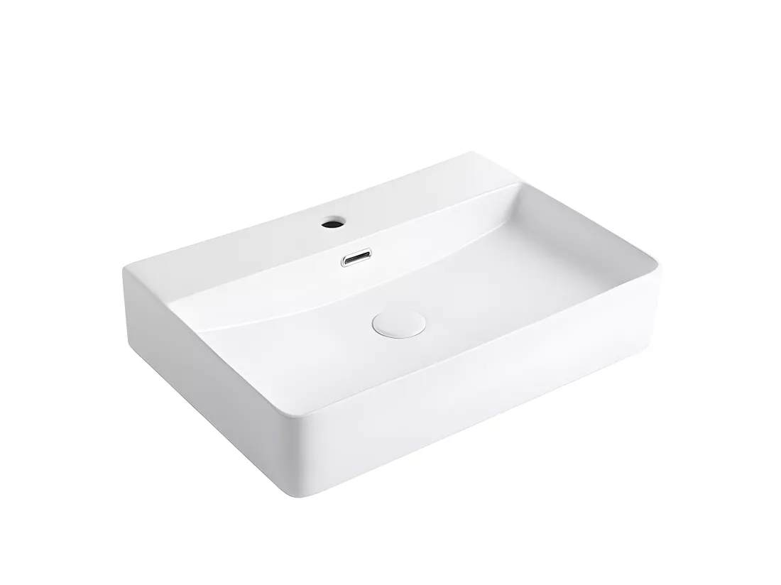 Vasque à poser rectangulaire en céramique ESTERO 60 x 42.5 cm