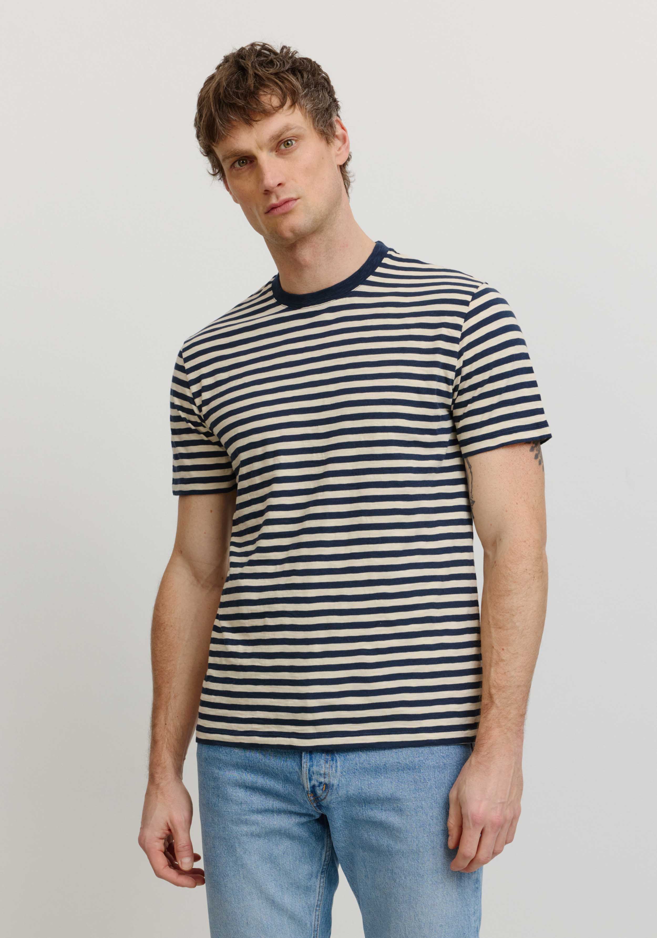 Recolution T-Shirt Delonix Stripes Dark Navy