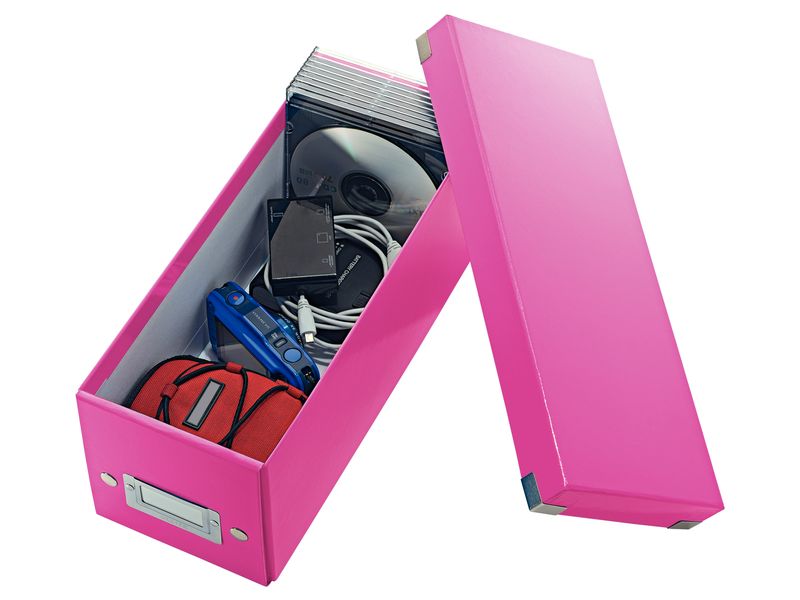 Leitz Aufbewahrungsbox 30 CD-Hüllen, Pink Zusammenfaltbare Aufbewahrungslösung für CDs, pink