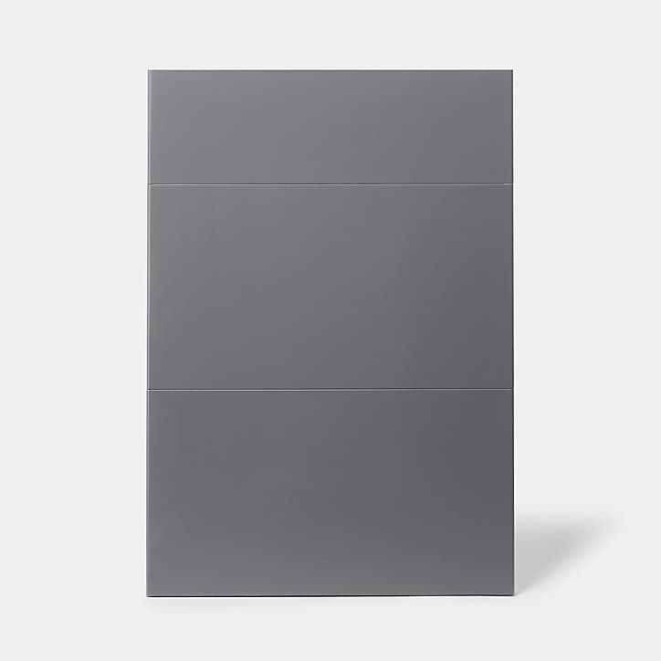 Façade de cuisine 1 tiroir et 2 casseroliers Stevia gris anthracite brillant l. 50 cm x H. 72 cm GoodHome