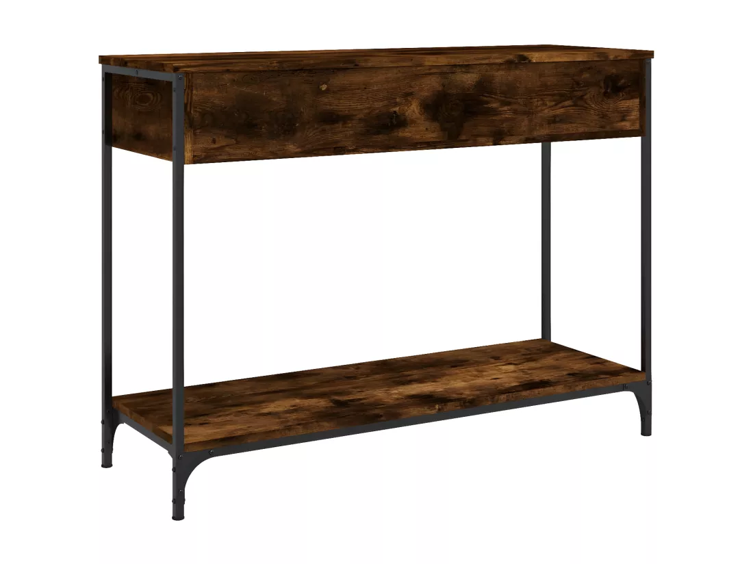 Table console chêne fumé 100x34,5x75 cm bois d'ingénierie