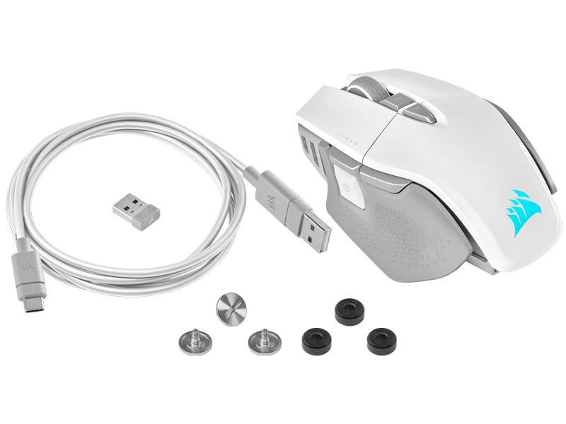 Corsair Gaming-Maus M65 RGB Ultra Wireless Weiss Kabellose Gaming-Mouse mit geringem Eigengewicht und programmierbaren Tasten, speziell konzipiert für FPS-Spiele