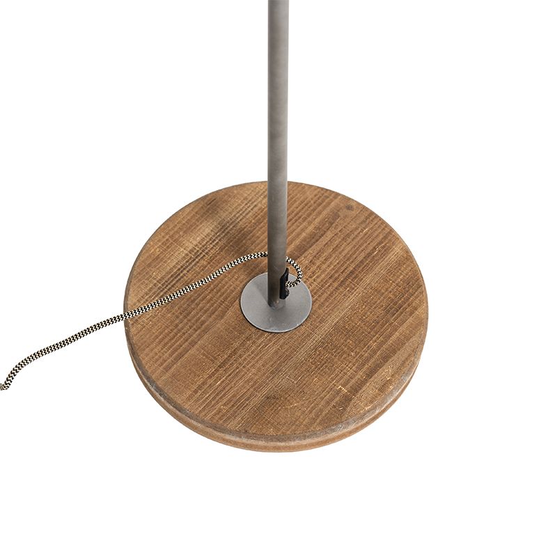 Industriële vloerlamp staal met hout 2-lichts - Emado
